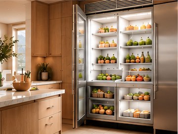 Luxury stainless-steel refrigeration in a bright kitchen